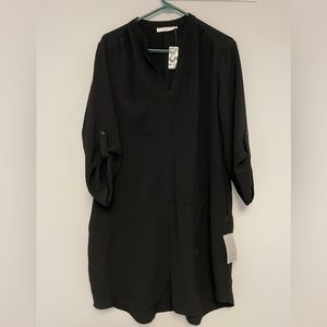 NWT LUSH Black Shirt Dress Long sleeves with button